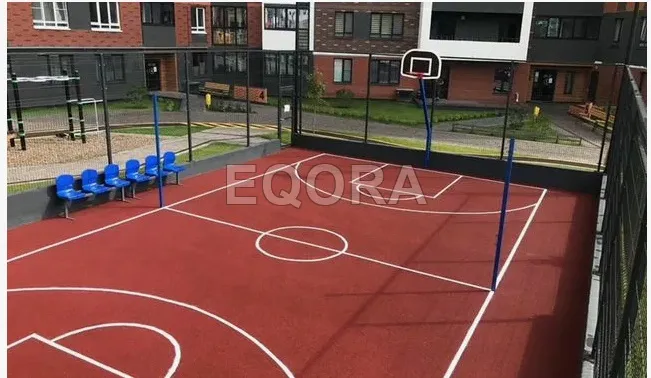 Бесшовное покрытие из резиновой крошки для баскетбольной площадки в Русской Поляне